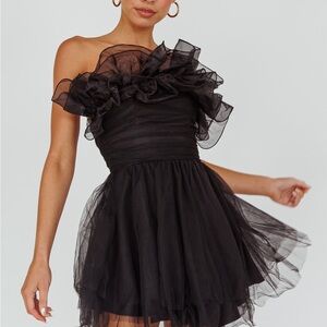 Elegant Black Ruffled Dress
